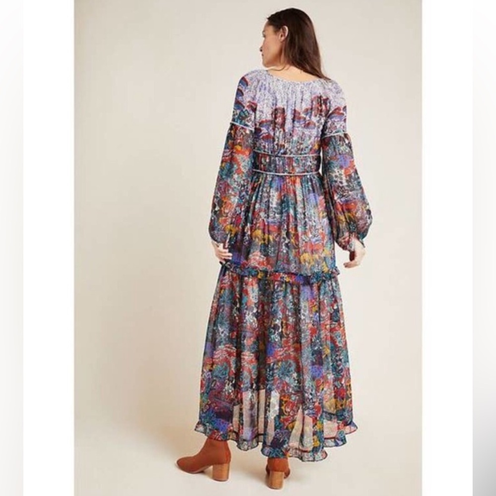 Anthropologie‎ Maeve Annabella Maxi Dress Size 4P Boho Floral Hippie Gypsy Indie - Picture 2 of 16